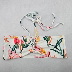 Zaful White Floral Bandeau Beach Bra Bikini Bralette Swim Top M Medium